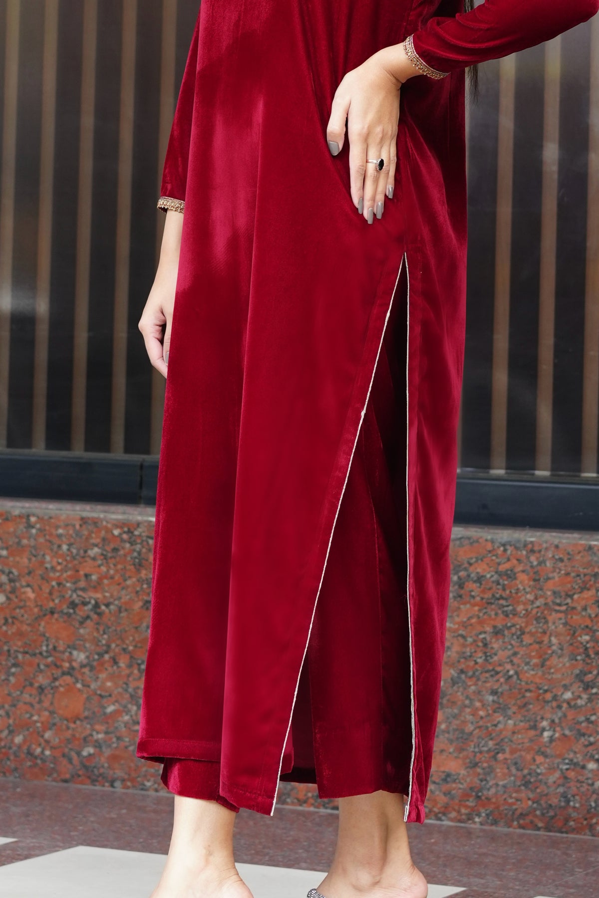 Maroon embellished