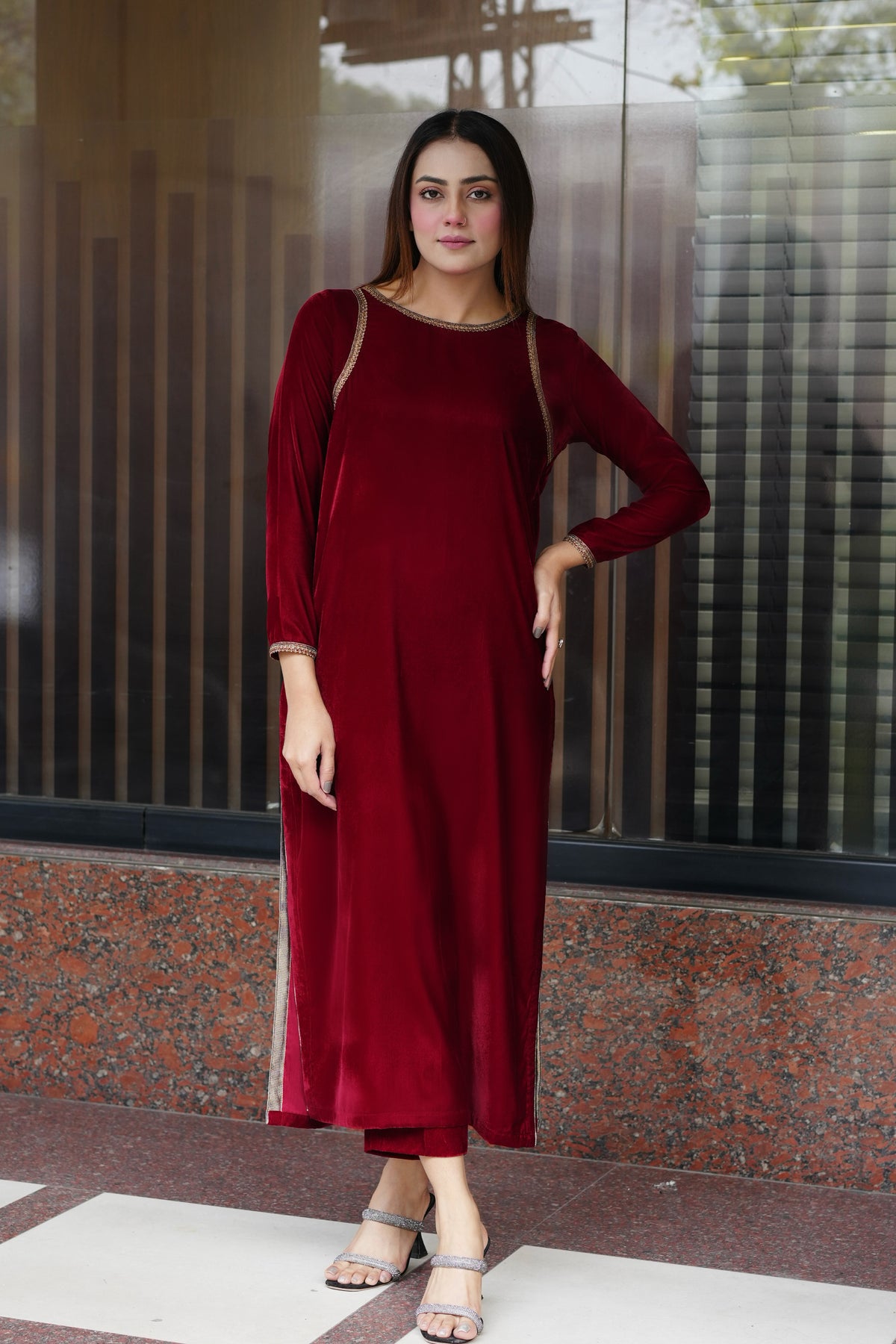 Maroon embellished