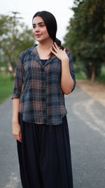 Double blue check shirt