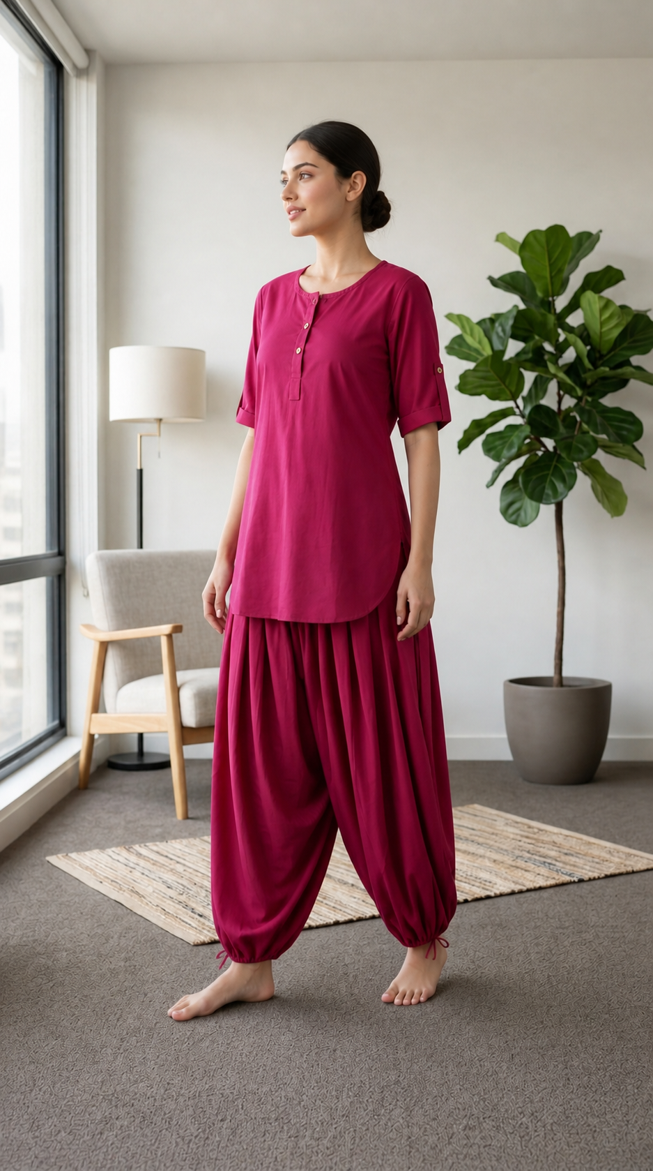 Lawn Pink Kurmal Set