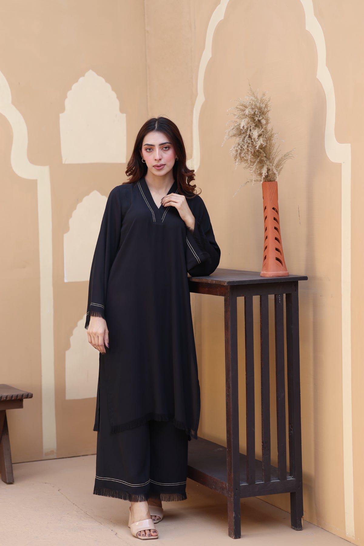 Black thread dress