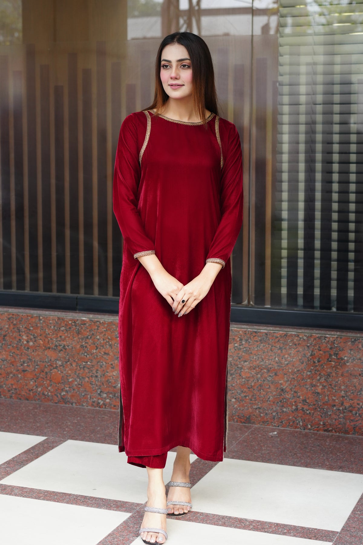 Maroon embellished