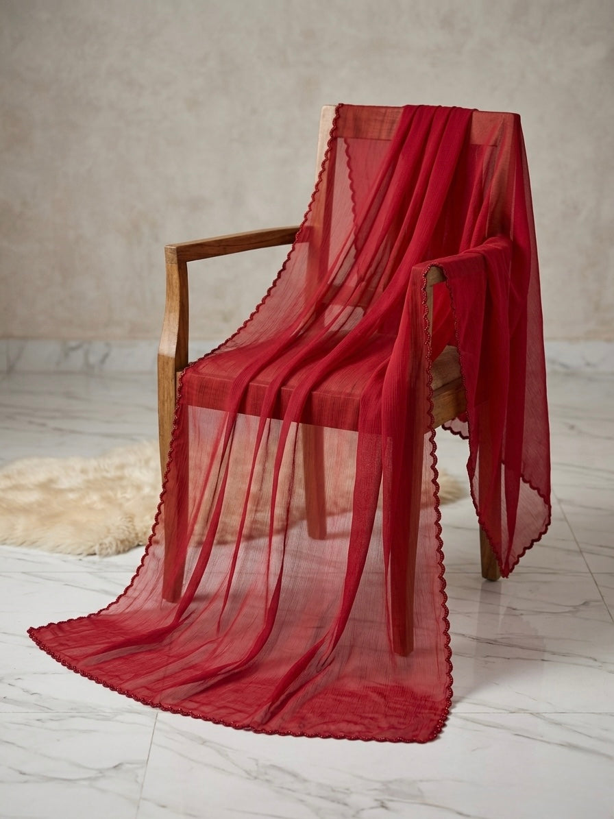 Solid Vibrant red duppata