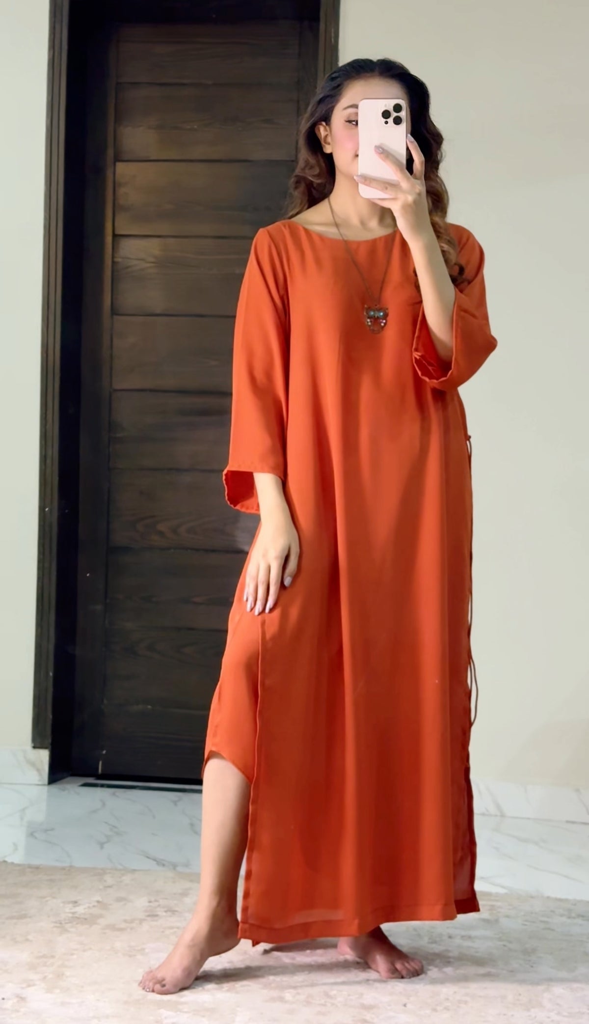 Orange skirt dress