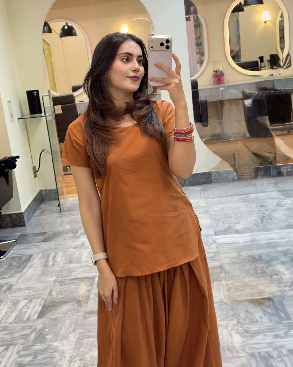 Lawn rust kurti set