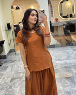 Lawn rust kurti set