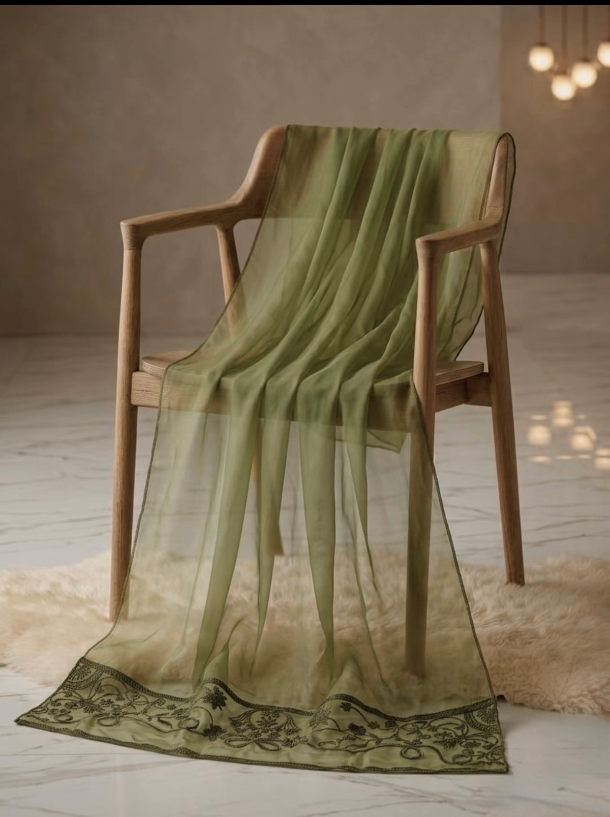 Dub olive green duppata