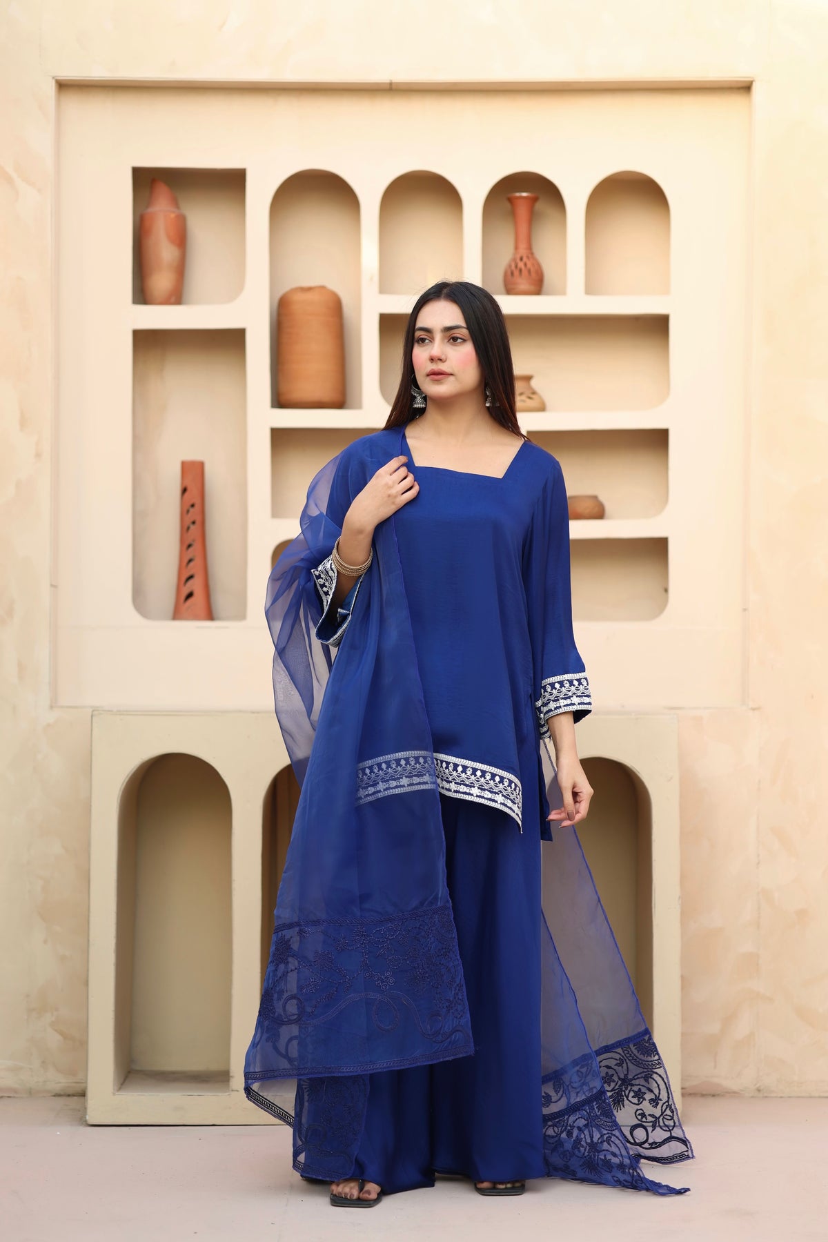 Srayi blue embroidered