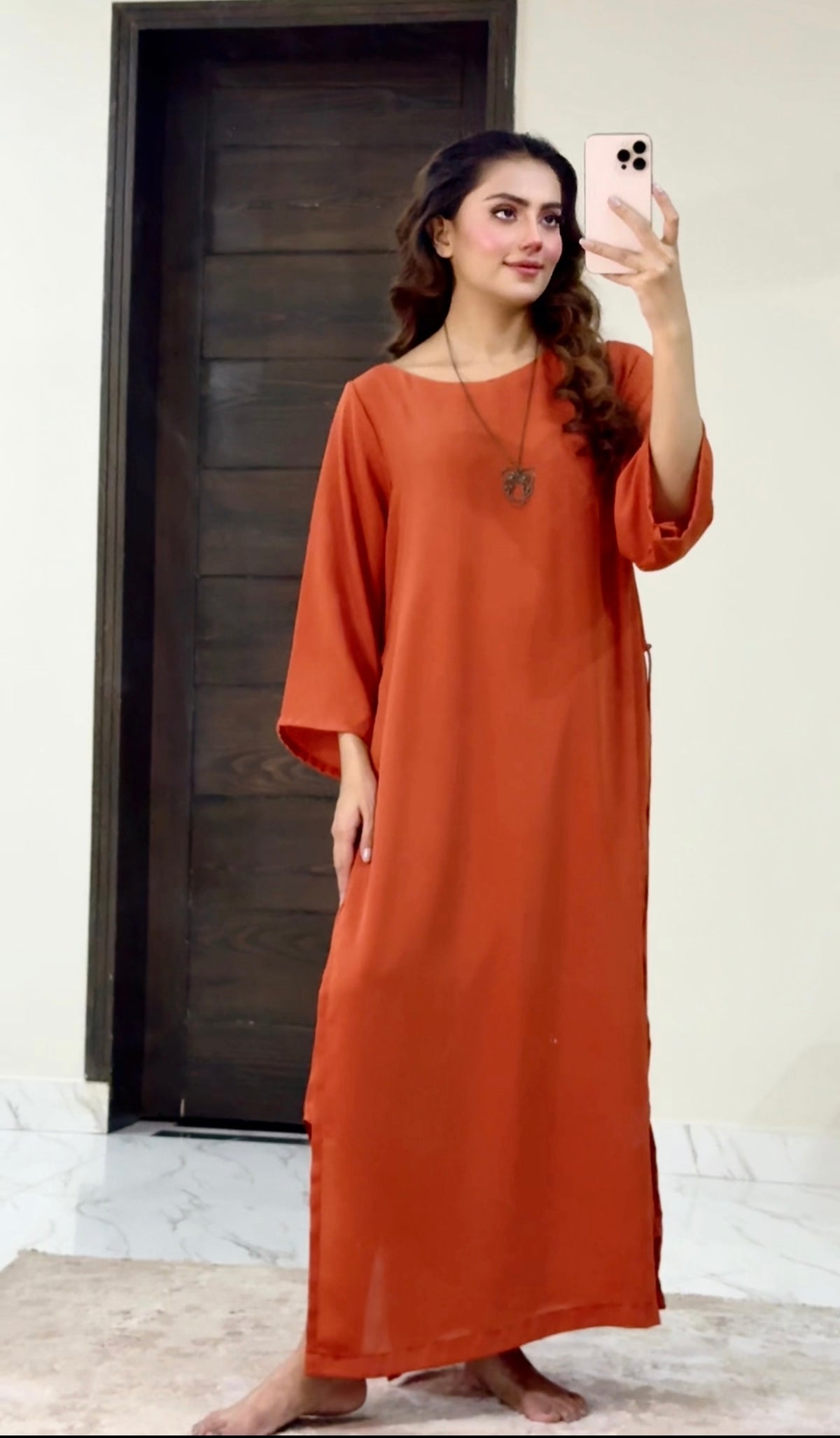 Orange skirt dress