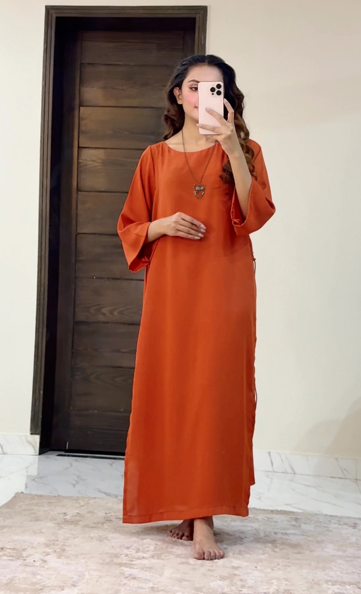 Orange skirt dress