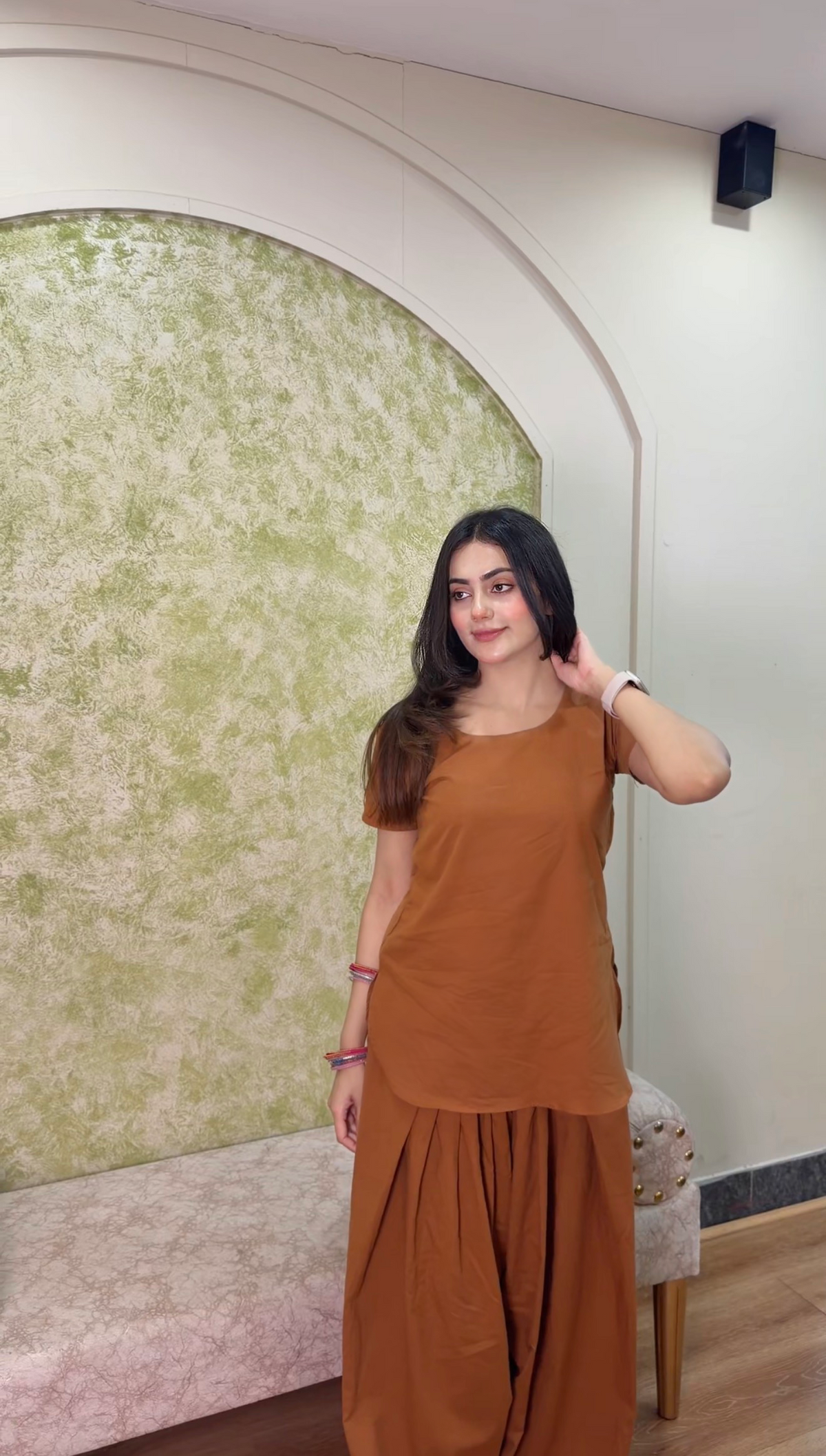 Lawn rust kurti set
