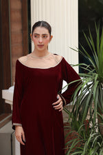 Maroon embroidered