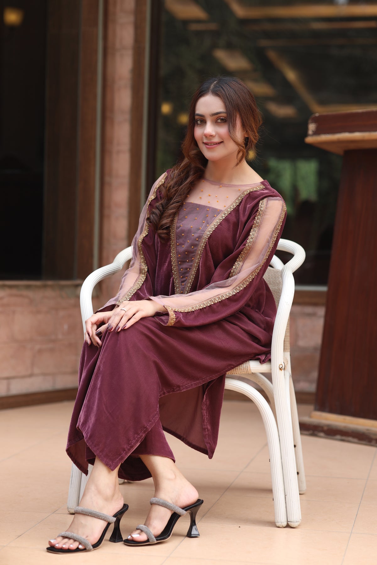 Plum embroidered