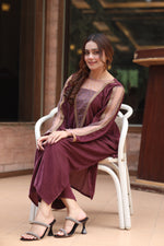 Plum embroidered