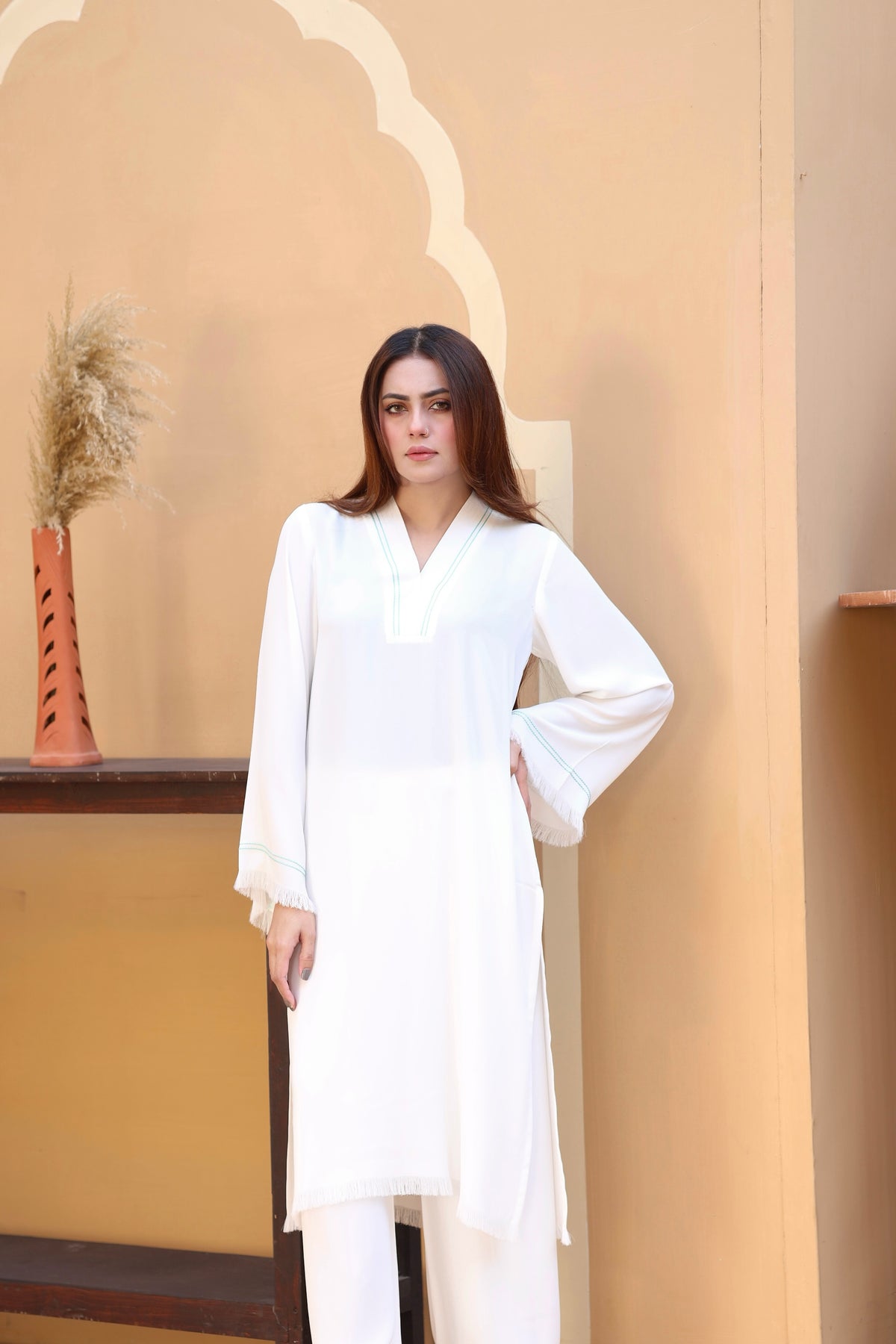White thread dress