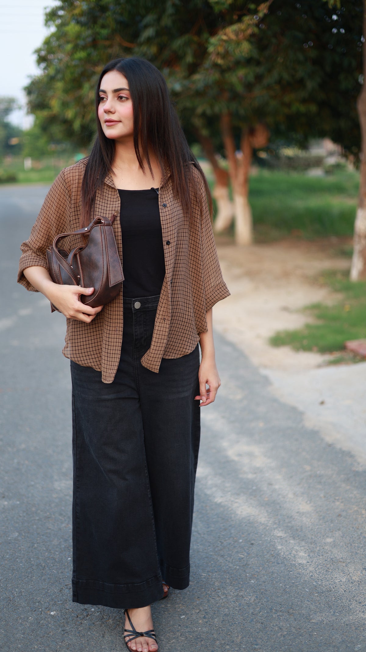 Coffee brown check