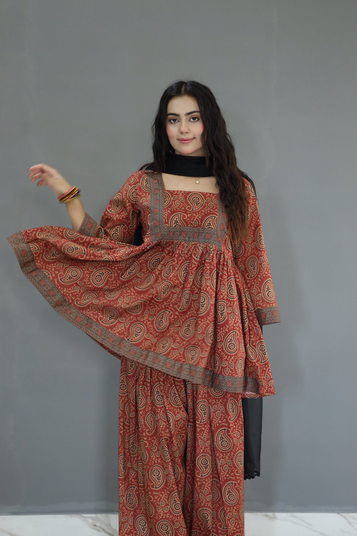 Ajrak frock