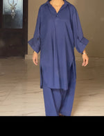 Lawn royal blue kurta shalwar