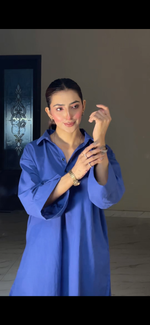 Lawn royal blue kurta shalwar