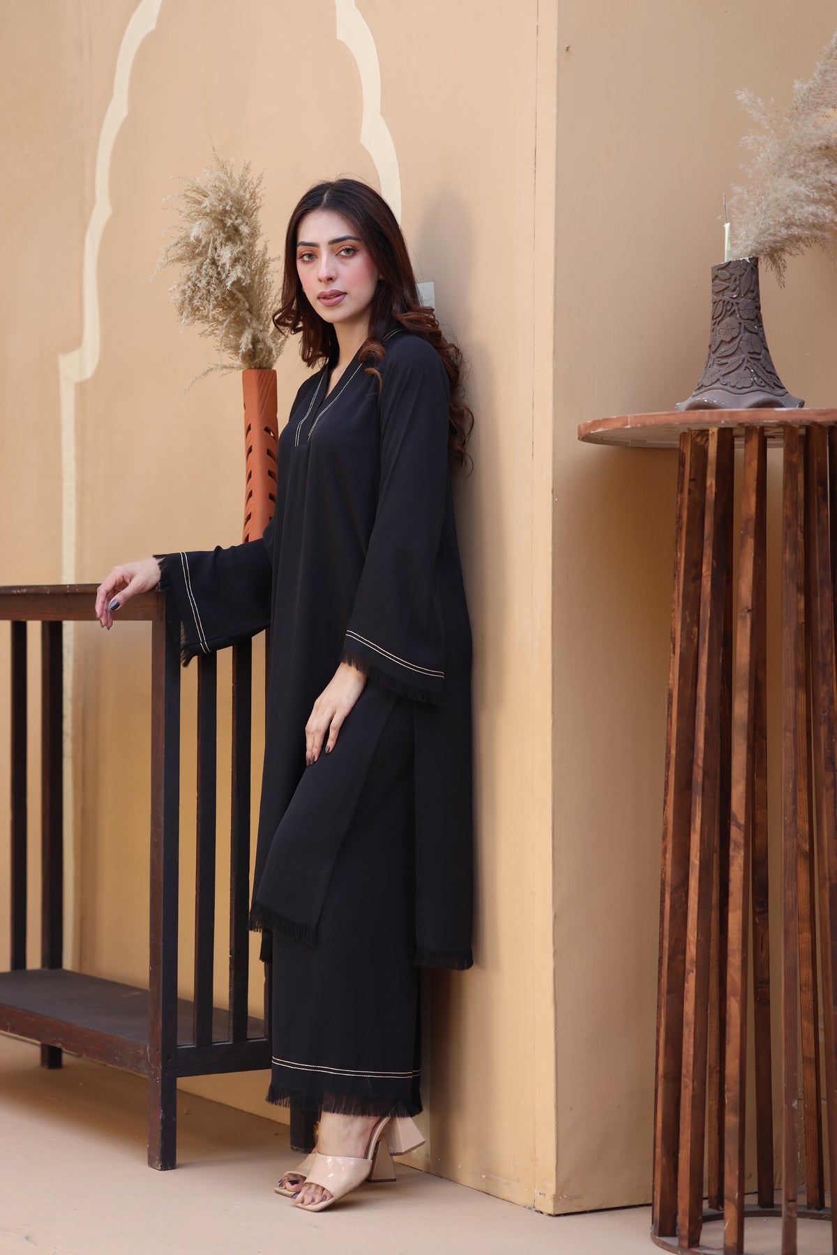 Black thread dress