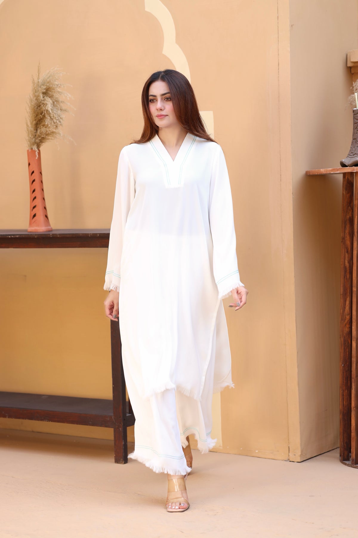 White thread dress