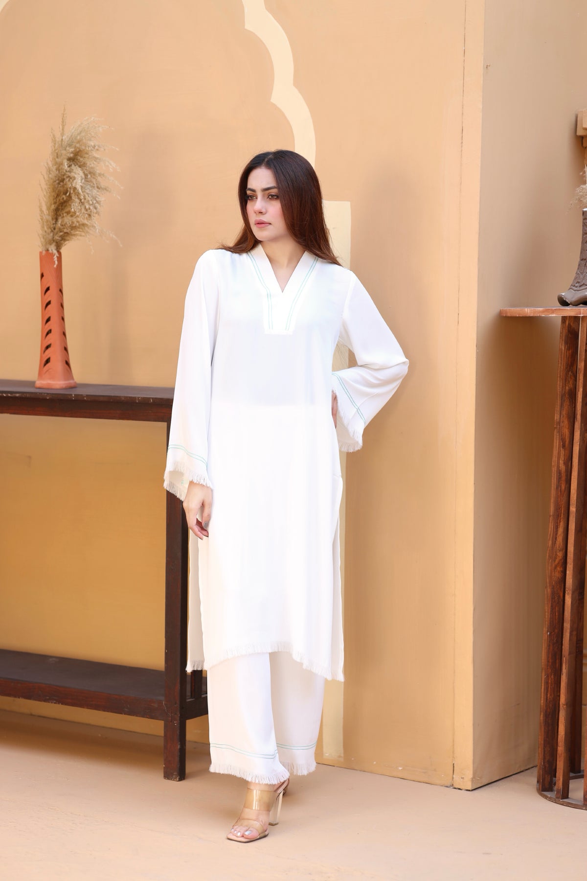 White thread dress