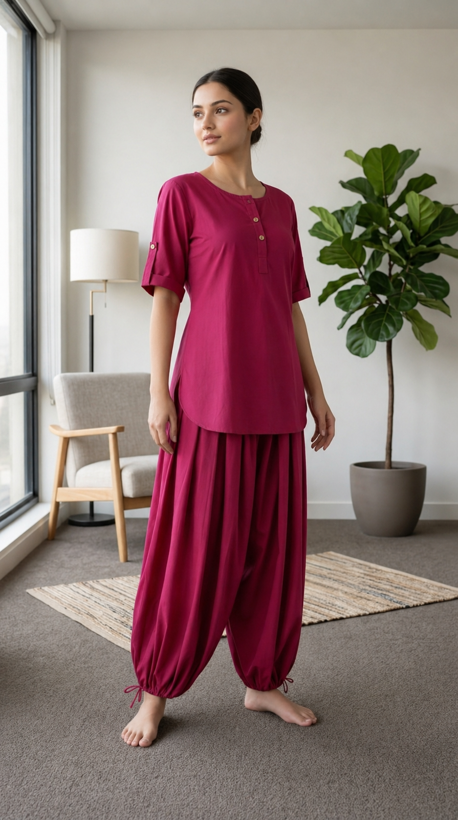Lawn Pink Kurmal Set