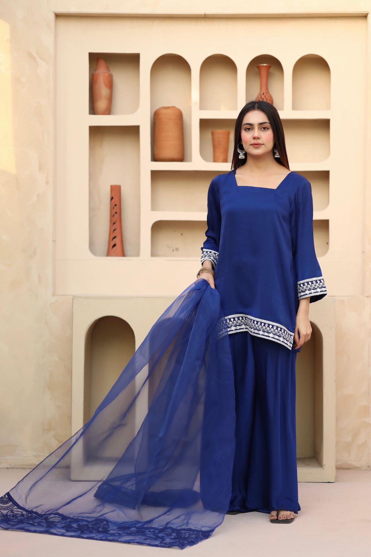 Srayi blue embroidered
