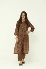 2 piece brown floral-printed