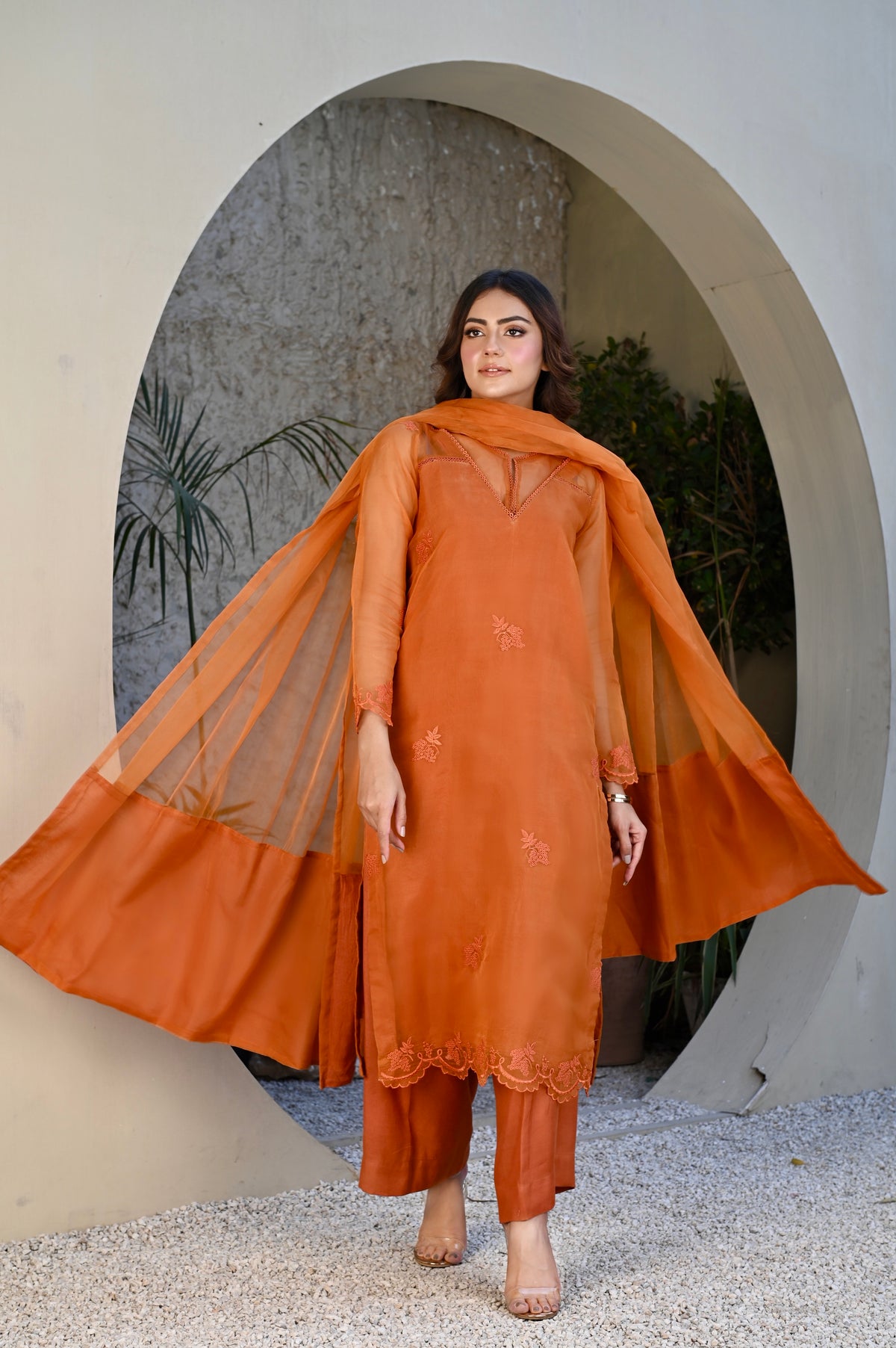 Rust organza dress