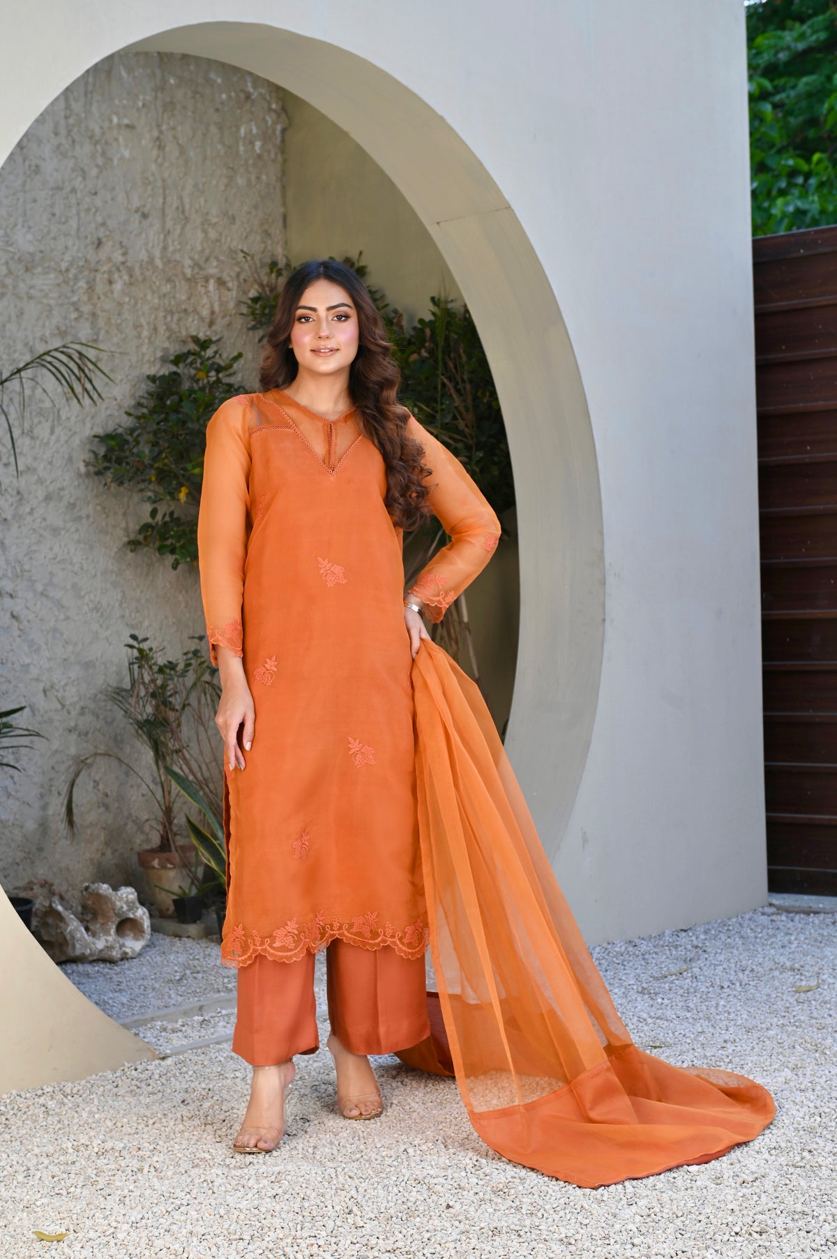 Rust organza dress