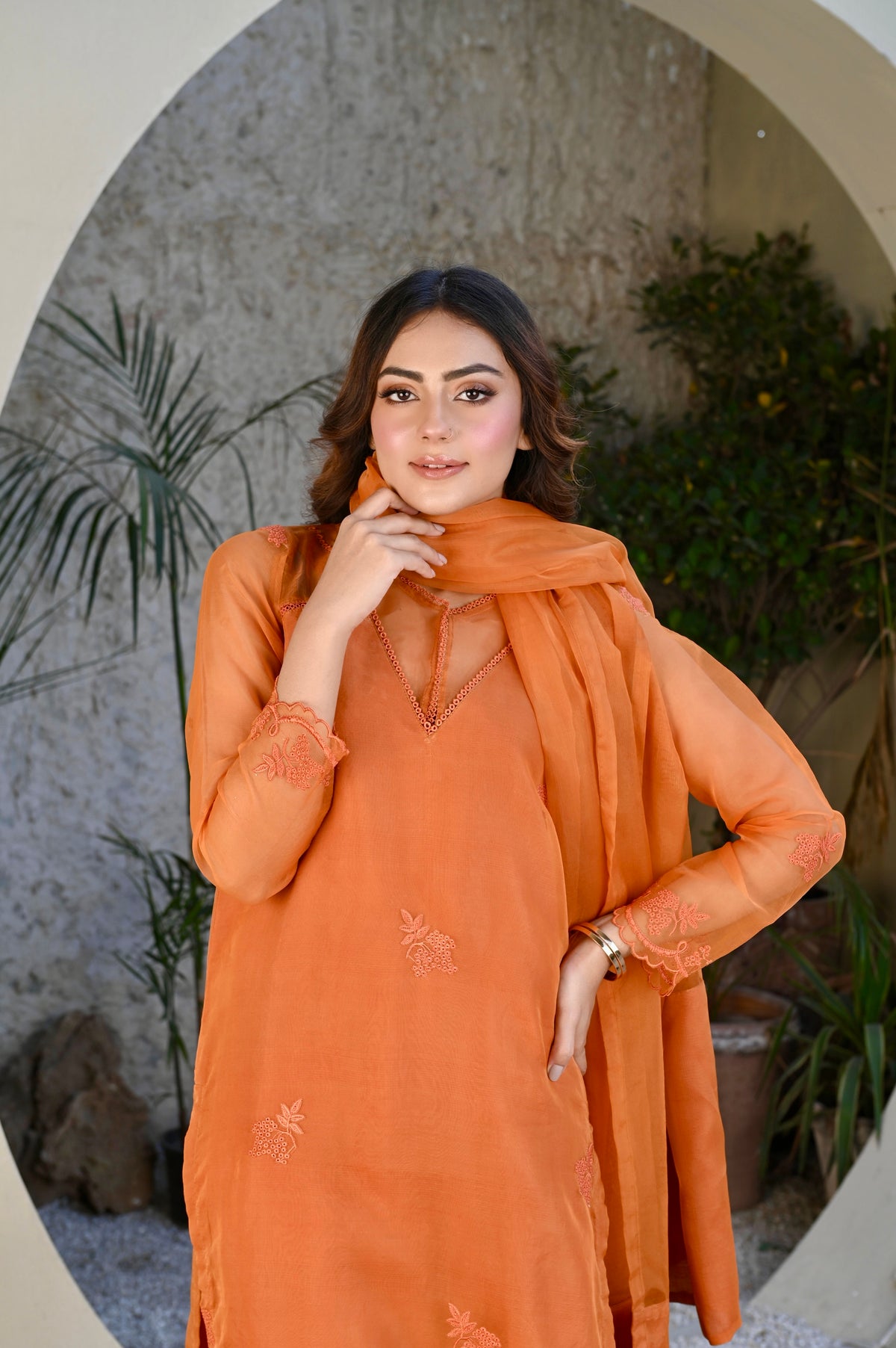 Rust organza dress