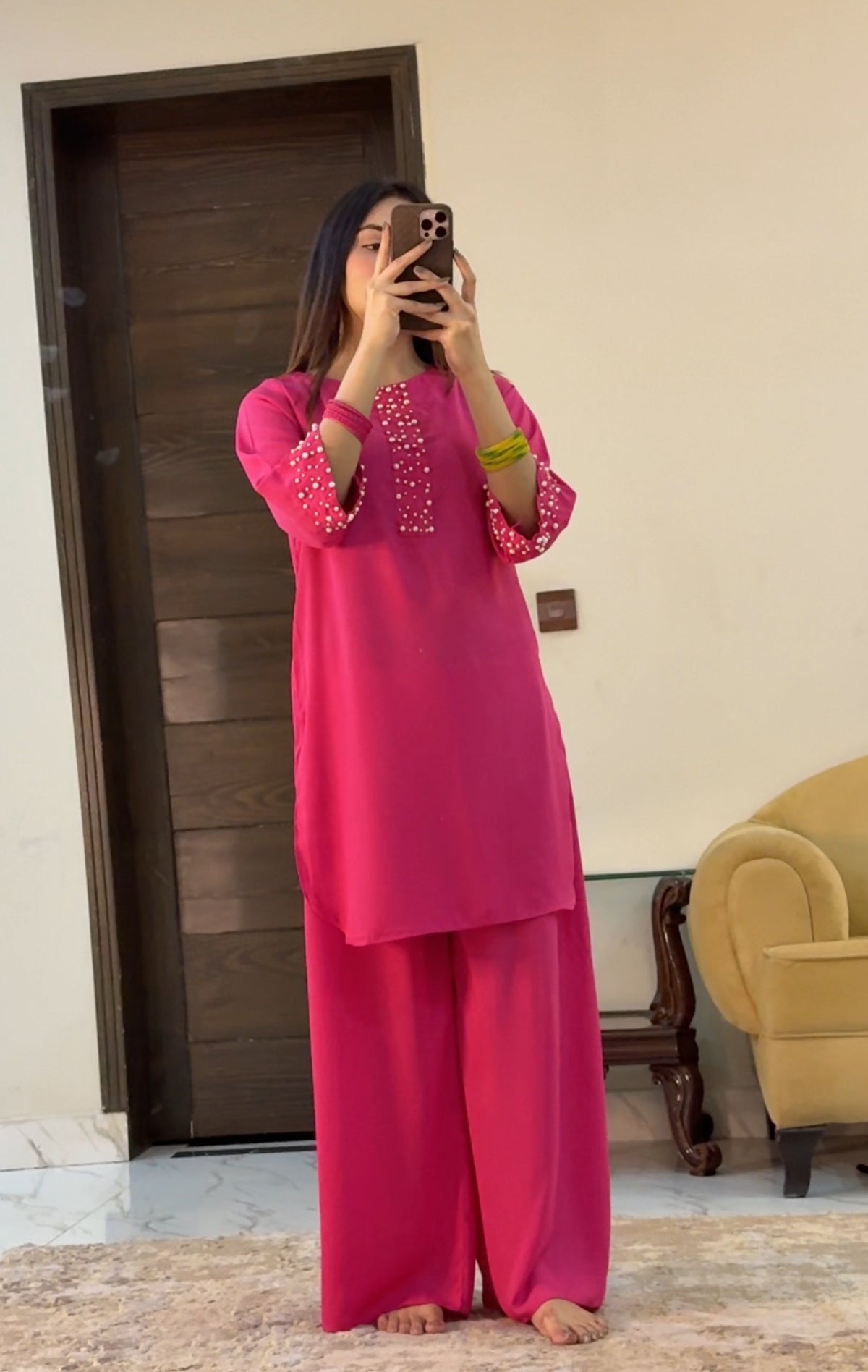 Pink pearl dress
