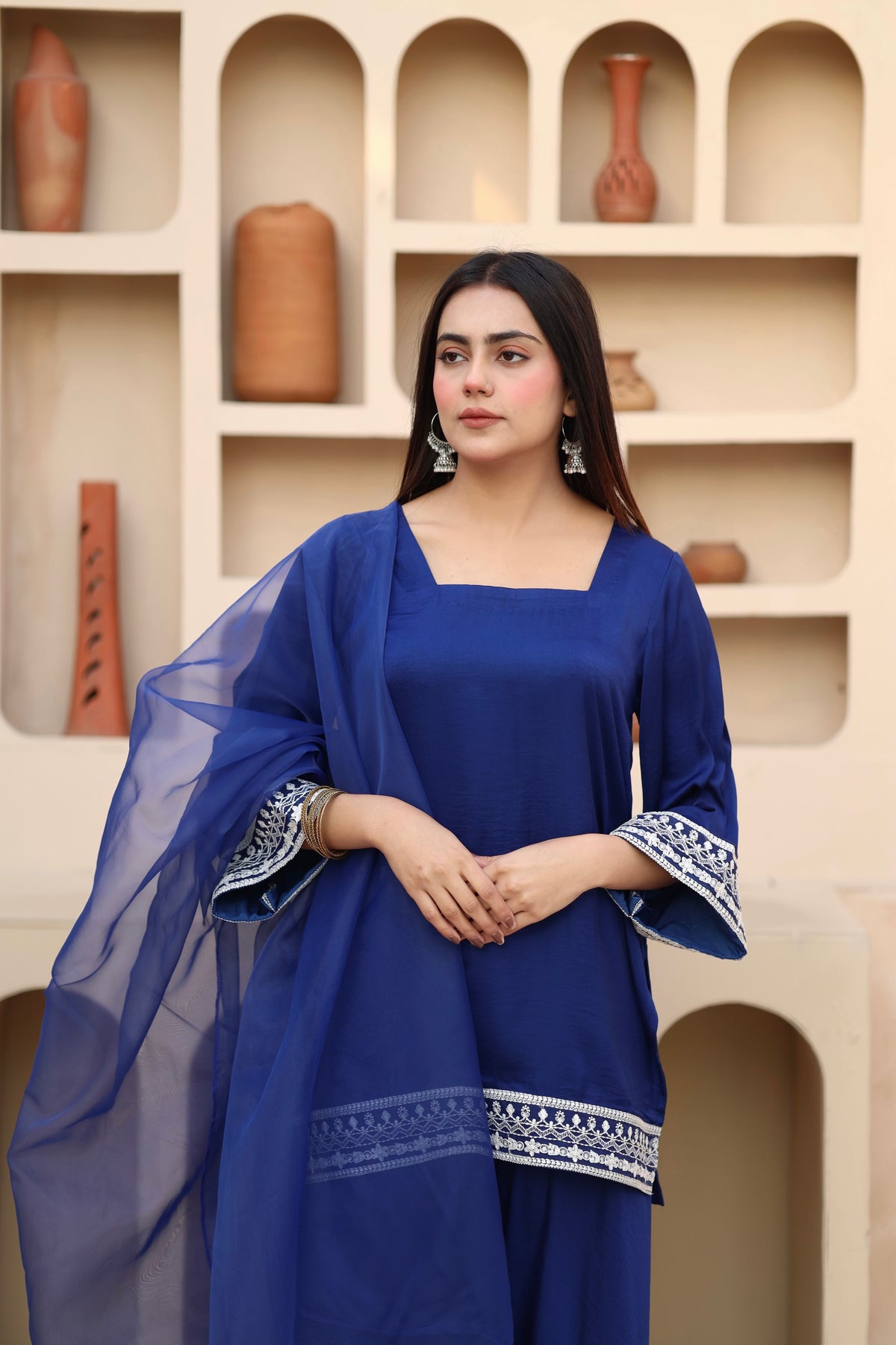 Srayi blue embroidered