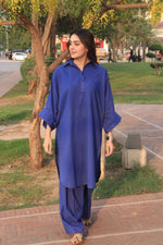 Lawn royal blue kurta shalwar