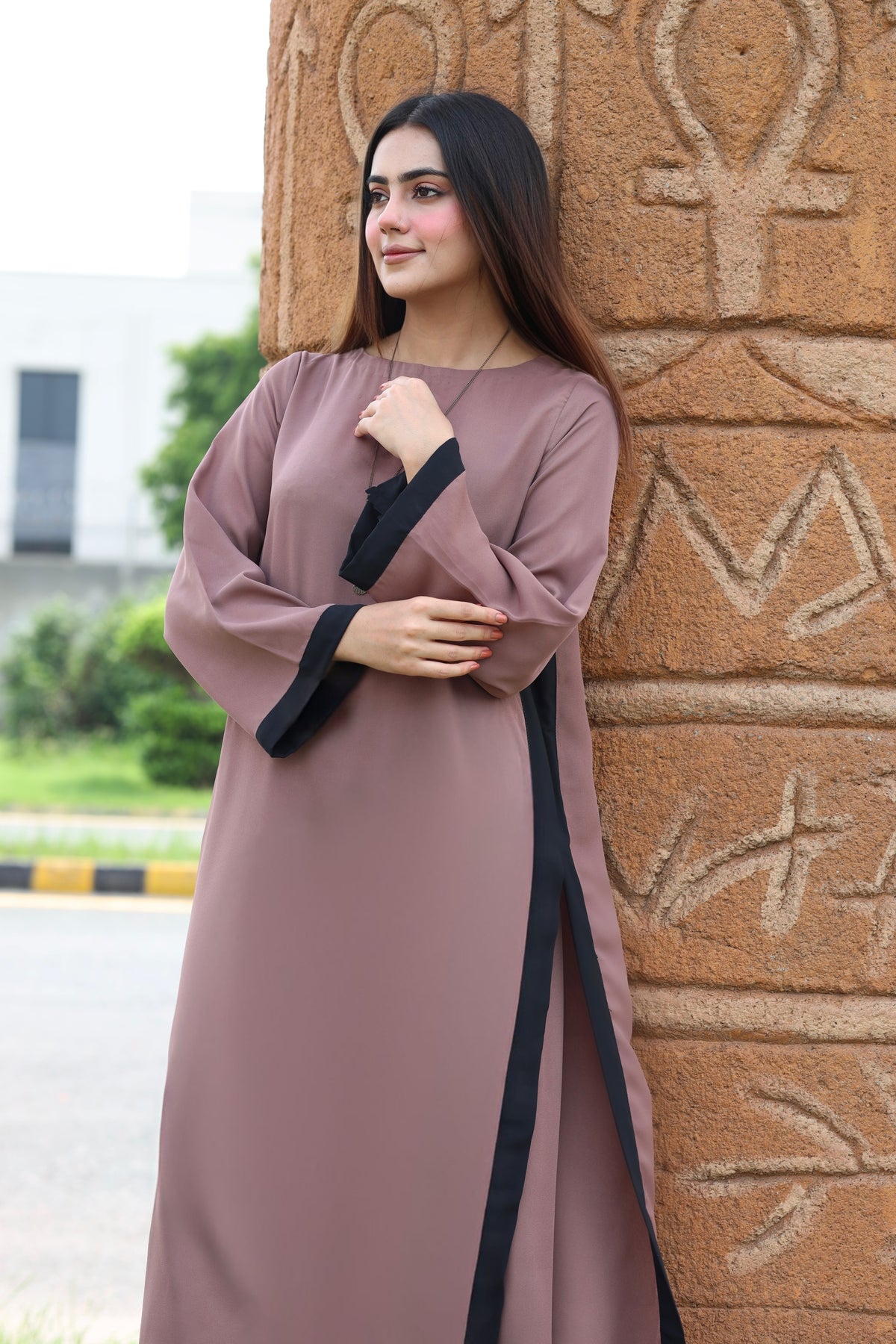 Mocha striped dress
