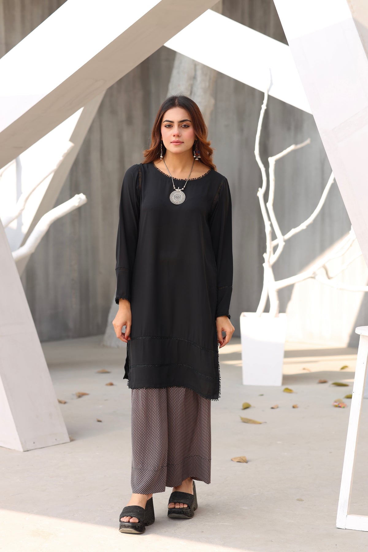 Black with polka culottes